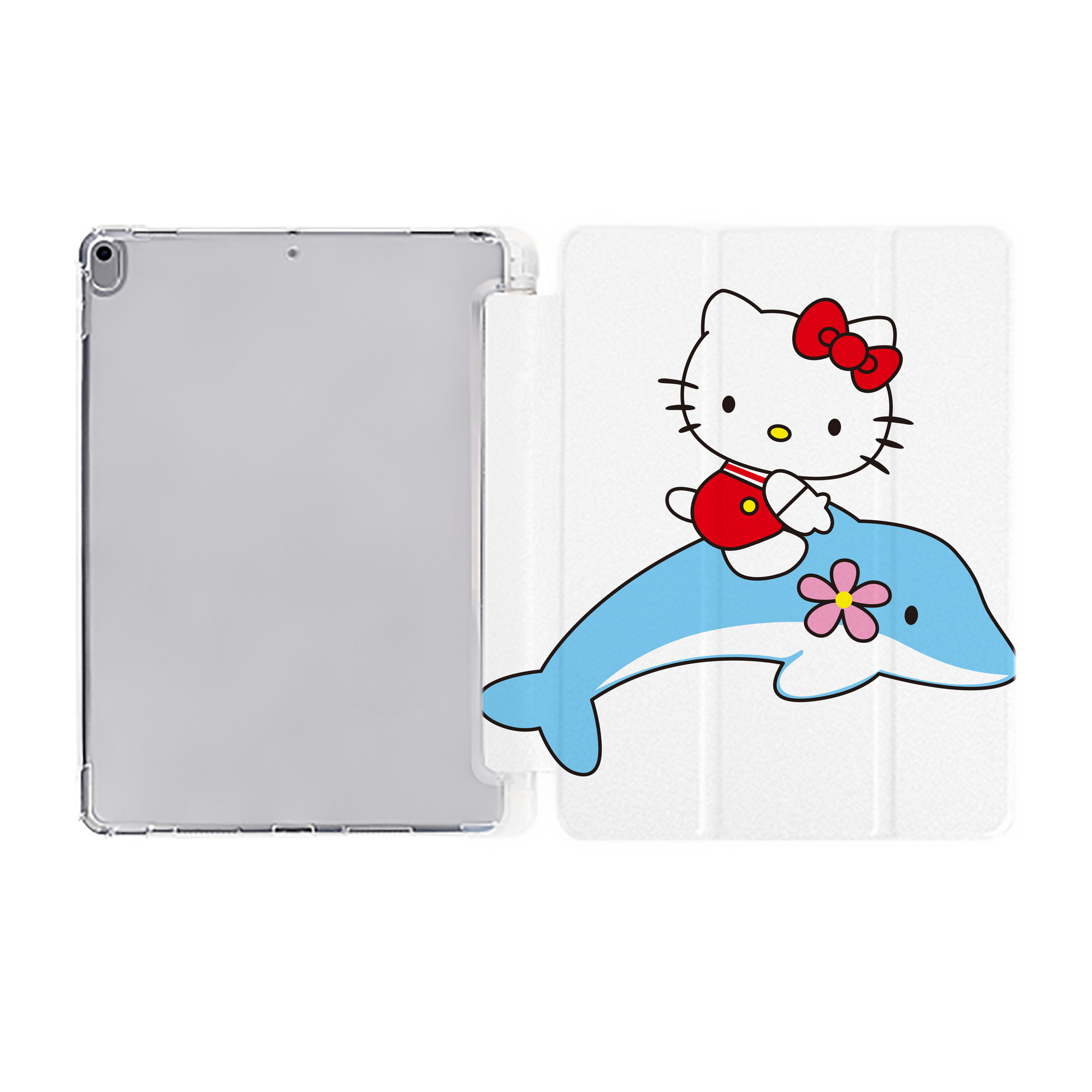 （画像用） Hello Kitty ハローキティ IPad ケース ペン収納付き 三つ折りスタンド PUレザー×シリコン 対応機種9.5/10.5/10.9インチ